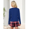 image:imageANRABESS Womens Long Sleeve Pajama Sets 2026 Fall 2 Piece Outfits Lounge Matching Short Set Striped Pjs Loungewear SleepwearRed Blue Plaid