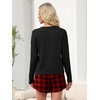 image:imageANRABESS Womens Long Sleeve Pajama Sets 2026 Fall 2 Piece Outfits Lounge Matching Short Set Striped Pjs Loungewear SleepwearRed Plaid
