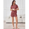 image:imageANRABESS Womens Lounge Pajamas Short Set 2026 Casual Summer 2 Piece Outfits Lightweight Loungewear Clothes Brick Red XLarge