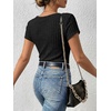 image:imageANRABESS Womens Square Neck Tops Soft Lightweight Rib Knit Sweater Short Sleeve Slim Fit Shirts Summer Casual Outfits 2026Black