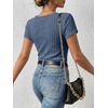image:imageANRABESS Womens Square Neck Tops Soft Lightweight Rib Knit Sweater Short Sleeve Slim Fit Shirts Summer Casual Outfits 2026Dark Blue