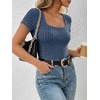 image:imageANRABESS Womens Square Neck Tops Soft Lightweight Rib Knit Sweater Short Sleeve Slim Fit Shirts Summer Casual Outfits 2026Dark Blue