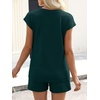 image:imageANRABESS Womens Waffle Knit 2 Piece Short Sets Cap Sleeve Summer 2026 Matching Lounge Outfits Travel Beach Vacation SweatsuitDeep Green
