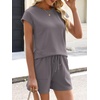 image:imageANRABESS Womens Waffle Knit 2 Piece Short Sets Cap Sleeve Summer 2026 Matching Lounge Outfits Travel Beach Vacation SweatsuitGrey