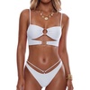 image:imageANRABESS Bikini Sets for Women Summer Sexy Double Loop Cheeky Thong Bathing Suits Beach Vacation SwimwearWhite