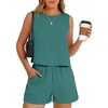 image:imageANRABESS Two Piece Sets for Women Summer Casual Sleeveless Tank Top Matching Shorts Lounge Sets Pajamas 2026 Trendy ClothesLake