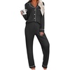 image:imageANRABESS Women Pajama Lounge Sets 2026 Fall 2 Piece Outfits Ribbed Long Sleeve Matching PJ Set Sleepwear LoungewearBlack