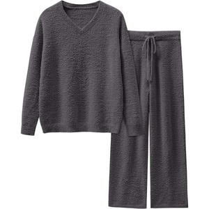 image:imageANRABESS Lounge Sets for Women Fuzzy Fleece Pajama Sets 2 Piece Outfits Cozy Sweater Matching Set 2026 Fall Winter LoungewearDeep Grey