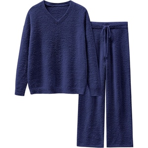 image:imageANRABESS Lounge Sets for Women Fuzzy Fleece Pajama Sets 2 Piece Outfits Cozy Sweater Matching Set 2026 Fall Winter LoungewearNavy Blue