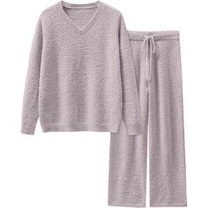 image:imageANRABESS Lounge Sets for Women Fuzzy Fleece Pajama Sets 2 Piece Outfits Cozy Sweater Matching Set 2026 Fall Winter LoungewearSilver Grey