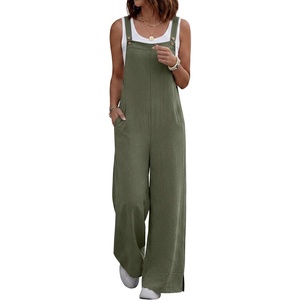 image:imageANRABESS Overalls for Women 2026 Summer Casual Loose One Piece Outfits Baggy Wide Leg Jumpers Lightweight Comfy RompersArmy Green