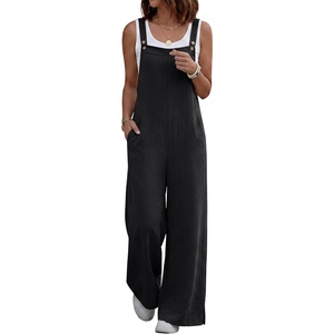 image:imageANRABESS Overalls for Women 2026 Summer Casual Loose One Piece Outfits Baggy Wide Leg Jumpers Lightweight Comfy RompersBlack