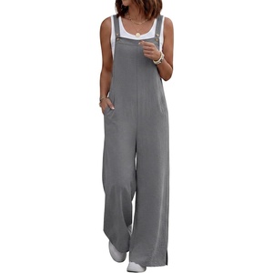 image:imageANRABESS Overalls for Women 2026 Summer Casual Loose One Piece Outfits Baggy Wide Leg Jumpers Lightweight Comfy RompersDark Gray