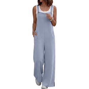 image:imageANRABESS Overalls for Women 2026 Summer Casual Loose One Piece Outfits Baggy Wide Leg Jumpers Lightweight Comfy RompersGrey Blue
