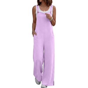 image:imageANRABESS Overalls for Women 2026 Summer Casual Loose One Piece Outfits Baggy Wide Leg Jumpers Lightweight Comfy RompersLight Purple