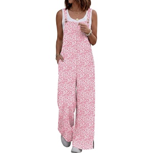 image:imageANRABESS Overalls for Women 2026 Summer Casual Loose One Piece Outfits Baggy Wide Leg Jumpers Lightweight Comfy RompersPink White Floral