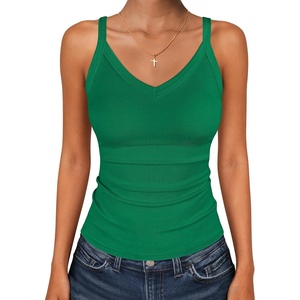 image:imageANRABESS V Neck Tank Tops for Women Ribbed Knit Camisole 2026 Summer Casual Sleeveless Slim Fitted Basic Cami Shirts ClothesGreen