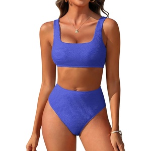 image:imageANRABESS Women Two Piece Bikini Sets High Waist Square Neck Swimsuits Ribbed Textured Comfy Bathing SuitsBeach Swim WearRoyal Blue