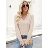 image:imageANRABESS Lightweight Sweaters for Women Long Sleeve V Neck Shirts Business Casual Work Blouses 2026 Fall Knit Pullover TopsAlmond