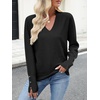 image:imageANRABESS Lightweight Sweaters for Women Long Sleeve V Neck Shirts Business Casual Work Blouses 2026 Fall Knit Pullover TopsBlack