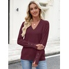 image:imageANRABESS Lightweight Sweaters for Women Long Sleeve V Neck Shirts Business Casual Work Blouses 2026 Fall Knit Pullover TopsBurgund