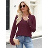 image:imageANRABESS Lightweight Sweaters for Women Long Sleeve V Neck Shirts Business Casual Work Blouses 2026 Fall Knit Pullover TopsBurgund