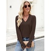 image:imageANRABESS Lightweight Sweaters for Women Long Sleeve V Neck Shirts Business Casual Work Blouses 2026 Fall Knit Pullover TopsCoffee
