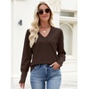 image:imageANRABESS Lightweight Sweaters for Women Long Sleeve V Neck Shirts Business Casual Work Blouses 2026 Fall Knit Pullover TopsCoffee
