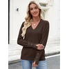 image:imageANRABESS Lightweight Sweaters for Women Long Sleeve V Neck Shirts Business Casual Work Blouses 2026 Fall Knit Pullover TopsCoffee