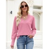 image:imageANRABESS Lightweight Sweaters for Women Long Sleeve V Neck Shirts Business Casual Work Blouses 2026 Fall Knit Pullover TopsCoral Pink