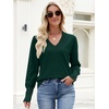 image:imageANRABESS Lightweight Sweaters for Women Long Sleeve V Neck Shirts Business Casual Work Blouses 2026 Fall Knit Pullover TopsDark Green