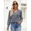 image:imageANRABESS Lightweight Sweaters for Women Long Sleeve V Neck Shirts Business Casual Work Blouses 2026 Fall Knit Pullover TopsDark Grey