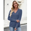 image:imageANRABESS Lightweight Sweaters for Women Long Sleeve V Neck Shirts Business Casual Work Blouses 2026 Fall Knit Pullover TopsDeep Blue