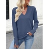 image:imageANRABESS Lightweight Sweaters for Women Long Sleeve V Neck Shirts Business Casual Work Blouses 2026 Fall Knit Pullover TopsDeep Blue
