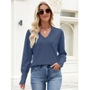 image:imageANRABESS Lightweight Sweaters for Women Long Sleeve V Neck Shirts Business Casual Work Blouses 2026 Fall Knit Pullover TopsDeep Blue