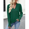image:imageANRABESS Lightweight Sweaters for Women Long Sleeve V Neck Shirts Business Casual Work Blouses 2026 Fall Knit Pullover TopsForest Green