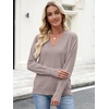 image:imageANRABESS Lightweight Sweaters for Women Long Sleeve V Neck Shirts Business Casual Work Blouses 2026 Fall Knit Pullover TopsGrey Khaki