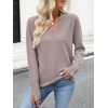 image:imageANRABESS Lightweight Sweaters for Women Long Sleeve V Neck Shirts Business Casual Work Blouses 2026 Fall Knit Pullover TopsGrey Khaki