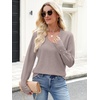 image:imageANRABESS Lightweight Sweaters for Women Long Sleeve V Neck Shirts Business Casual Work Blouses 2026 Fall Knit Pullover TopsGrey Khaki