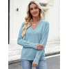 image:imageANRABESS Lightweight Sweaters for Women Long Sleeve V Neck Shirts Business Casual Work Blouses 2026 Fall Knit Pullover TopsLight Blue