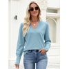 image:imageANRABESS Lightweight Sweaters for Women Long Sleeve V Neck Shirts Business Casual Work Blouses 2026 Fall Knit Pullover TopsLight Blue
