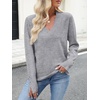 image:imageANRABESS Lightweight Sweaters for Women Long Sleeve V Neck Shirts Business Casual Work Blouses 2026 Fall Knit Pullover TopsLight Gray