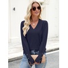 image:imageANRABESS Lightweight Sweaters for Women Long Sleeve V Neck Shirts Business Casual Work Blouses 2026 Fall Knit Pullover TopsNavy Blue