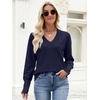 image:imageANRABESS Lightweight Sweaters for Women Long Sleeve V Neck Shirts Business Casual Work Blouses 2026 Fall Knit Pullover TopsNavy Blue