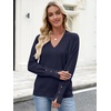 image:imageANRABESS Lightweight Sweaters for Women Long Sleeve V Neck Shirts Business Casual Work Blouses 2026 Fall Knit Pullover TopsNavy Blue