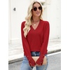 image:imageANRABESS Lightweight Sweaters for Women Long Sleeve V Neck Shirts Business Casual Work Blouses 2026 Fall Knit Pullover TopsRed