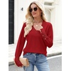image:imageANRABESS Lightweight Sweaters for Women Long Sleeve V Neck Shirts Business Casual Work Blouses 2026 Fall Knit Pullover TopsRed