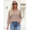 image:imageANRABESS Lightweight Sweaters for Women Long Sleeve V Neck Shirts Business Casual Work Blouses 2026 Fall Knit Pullover TopsTan