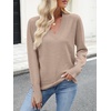 image:imageANRABESS Lightweight Sweaters for Women Long Sleeve V Neck Shirts Business Casual Work Blouses 2026 Fall Knit Pullover TopsTan
