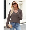image:imageANRABESS Lightweight Sweaters for Women Long Sleeve V Neck Shirts Business Casual Work Blouses 2026 Fall Knit Pullover TopsTaupe